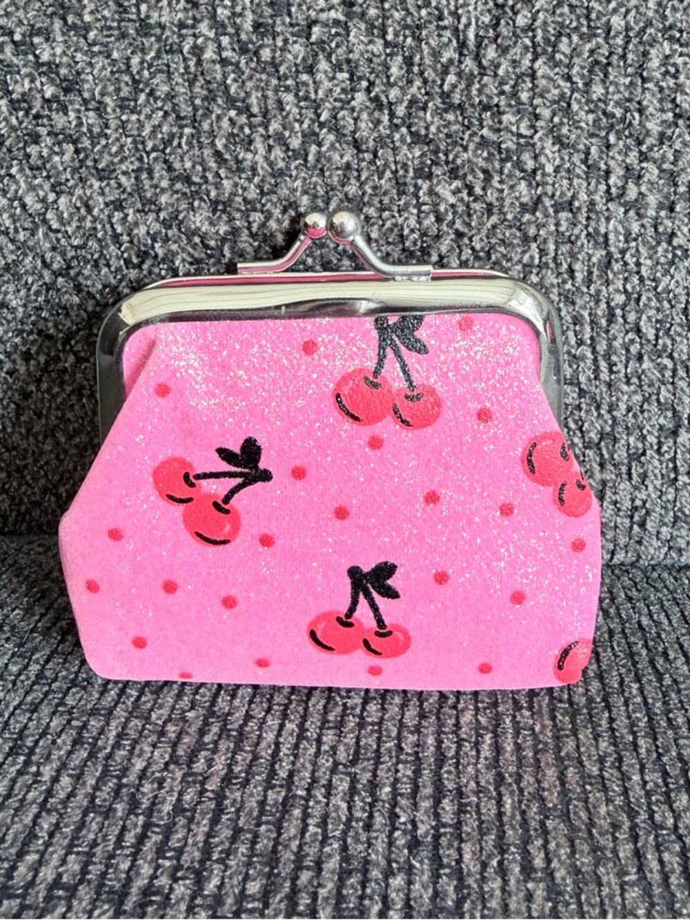 Pink Cherry Kiss-Lock Coin Purse